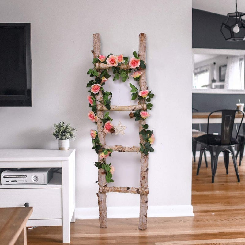 ZWYOQI 16 FT Fake Rose Vine Garland Artificial Flowers Plants Hanging Rose Ivy Home Hotel Office Wedding Party Garden DÃ©cor (Pink/2PCS) - Image 3